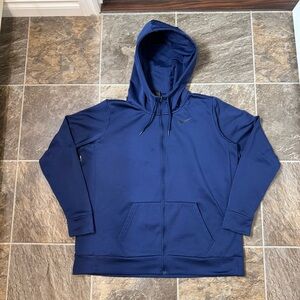 Nike Hoodie Mens Size XL Navy Blue Dri Fit Full Zip Training Performance